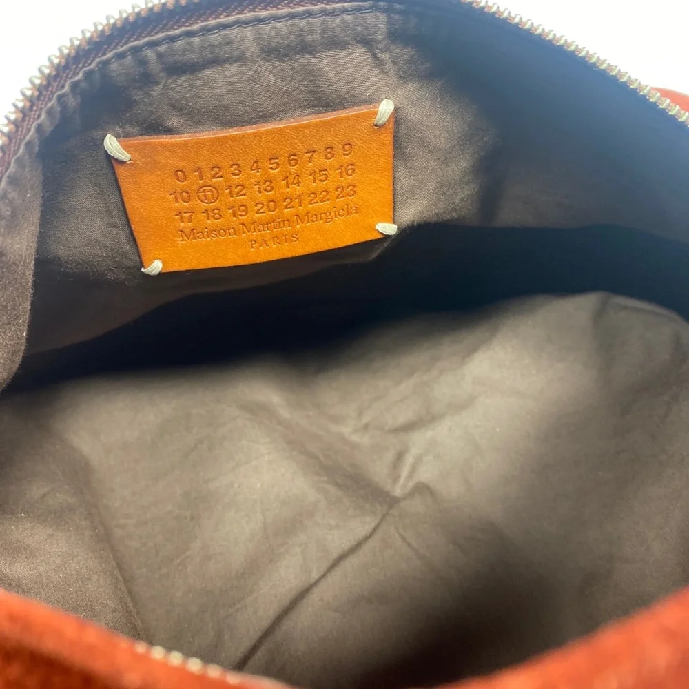Maison Martin Margiela Burgundy Cognac Leather Messenger Bag Adjustable Shoulder
